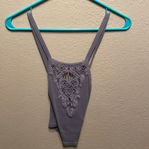 Lavender crochet and back criss cross top